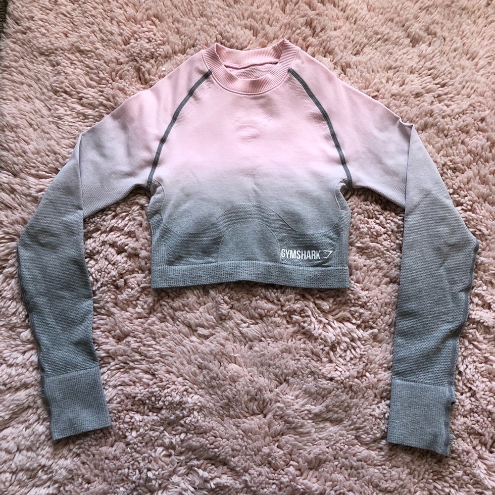 Gymshark Ombré Long Sleeve Crop Pink Gray
